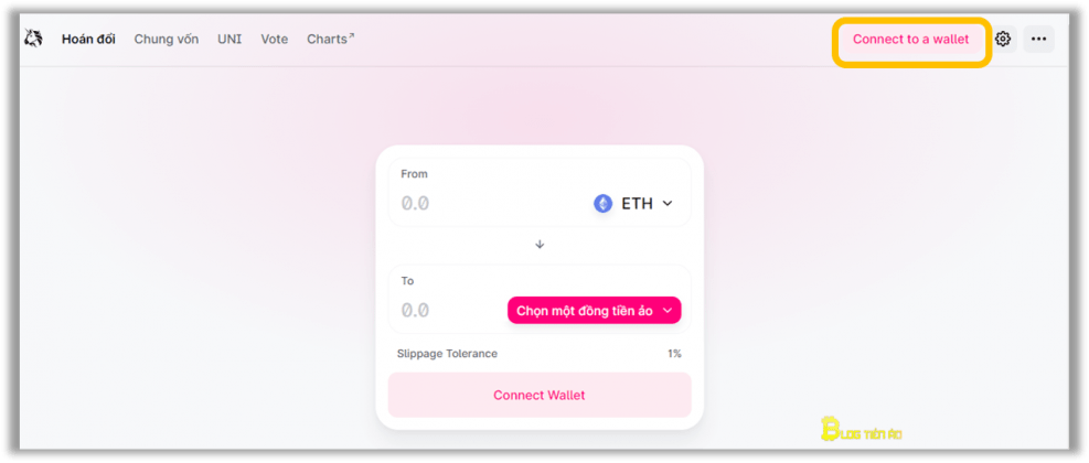 chon connect to a wallet de ket noi