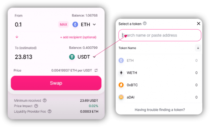 hoan doi eth sang usdt