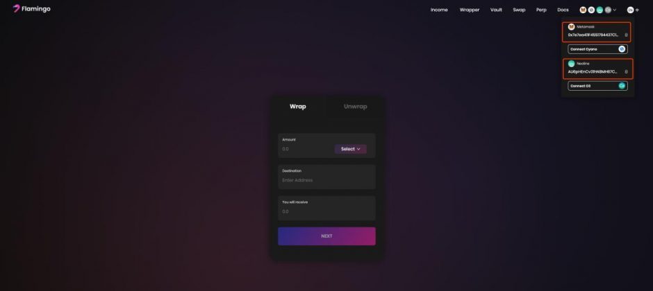 trang thai ket noi vi neoline va metamask