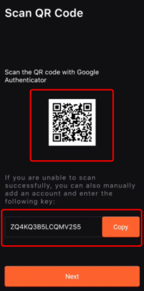 scan qr code hoac copy code