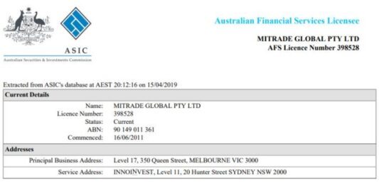 mitrade global giay phep