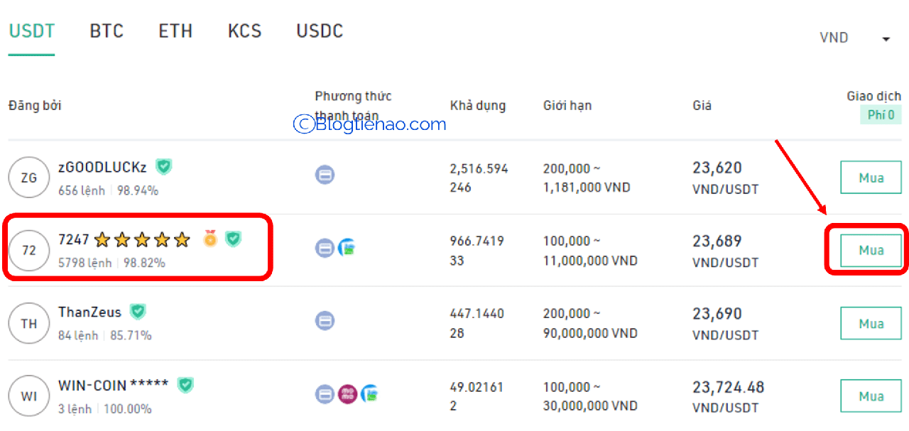 chon nguoi ban usdt
