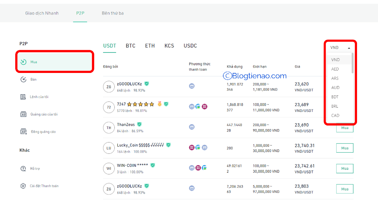 mua usdt tren kucoin p2p