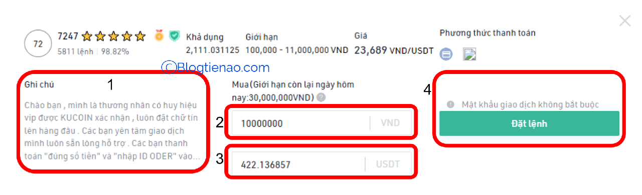 thanh toan b1 kucoin p2p