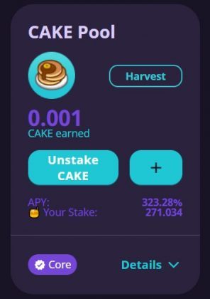 stake cake thanh cong trong cake pool