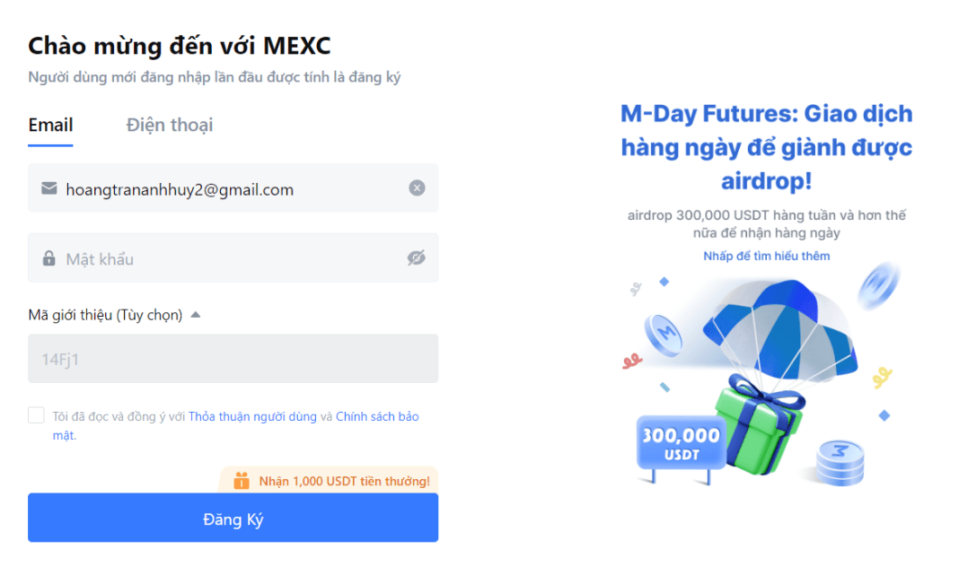 Hướng dẫn đăng ký tài khoản MEXC từ A - Z mới- dantradecoin 4