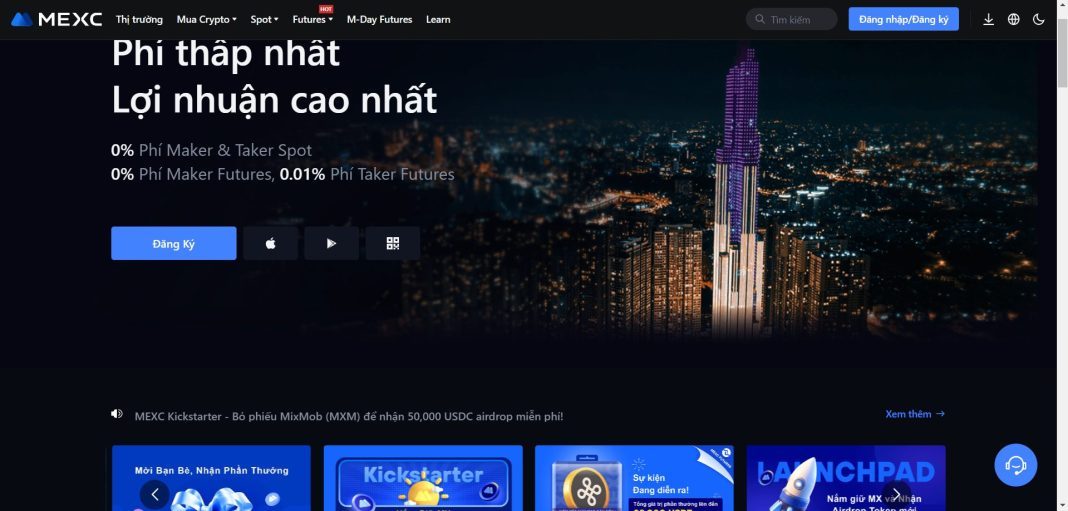 Hướng dẫn đăng ký tài khoản MEXC từ A - Z mới- dantradecoin 3 trang chu website MEXC